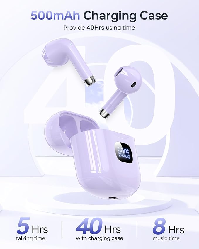 Wireless Earbuds Bluetooth 5.3 Ear Buds, Bluetooth Headphones with LED Display Charging Case, IPX7 Waterproof in-Ear Earphones with Mic for Phone Tablet Sports