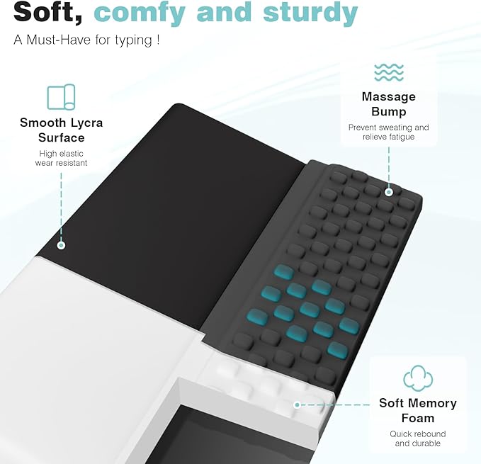 Ospelelf Keyboard Stand with Wrist Rest Comfortable Ergonomic Riser Holder Pad for Typing Black Gray