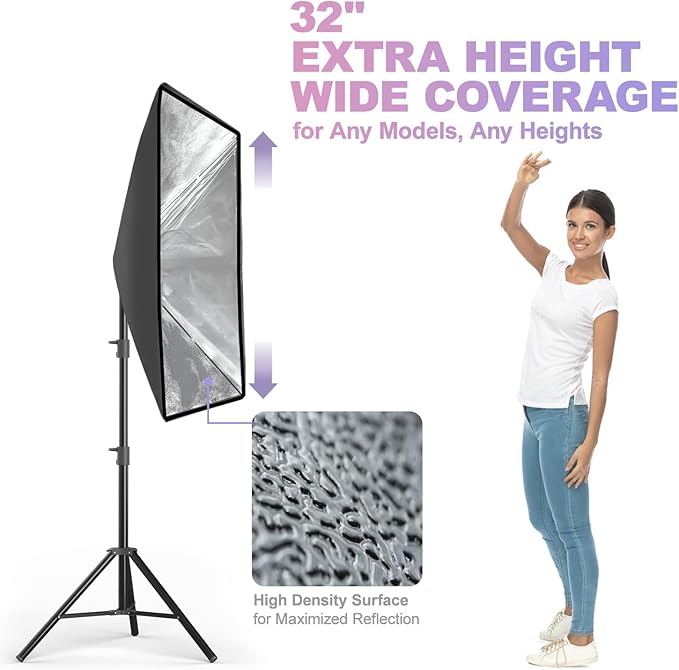LimoStudio (LED Super Bright) 3400W Output Remote Control, 22 x 32 inch Softbox 85W Bulbs Light Kit, 3000K-5500K Adjustable Color & Brightness, 12600 Lumen, CRI>95, Soft Box Diffuser, AGG3214