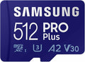 Samsung PRO Plus microSD Memory Card + Adapter, 512GB microSDXC, Up to 180 MB/s, Full HD & 4K UHD, UHS I, C10, U3, V30, A2, for Android Smartphones, Tablets, GoPRO, and DJI Drone (MB MD512SA/AM)