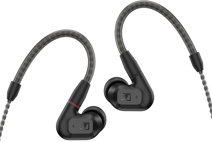 Sennheiser Consumer Audio IE 200 In-Ear Audiophile Headphones - TrueResponse Transducers for Neutral Sound, Impactful Bass, Detachable Braided Cable with Flexible Ear Hooks - Black