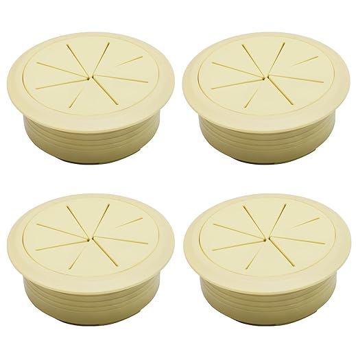 Desk Grommet 2" (50 mm), Desk Hole Cover for Cables Beige, Cable Grommet ABS Plastic, Desk Hole Grommet for Office and Home Table Cable, Detachable & Flexible Cable Cord Organizer-4 Pcs