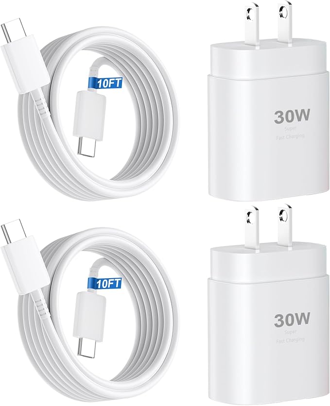 iPhone 16 15 Charger Fast Charging,30W USB C iPhone 16 15 Pro Max Charger Block &10FT Long Type C Cable Cord for iPhone 16/16 Pro Max/15/15 Pro Max/15 Plus/iPad Pro 12.9/11,Android Phone for S25Ultra