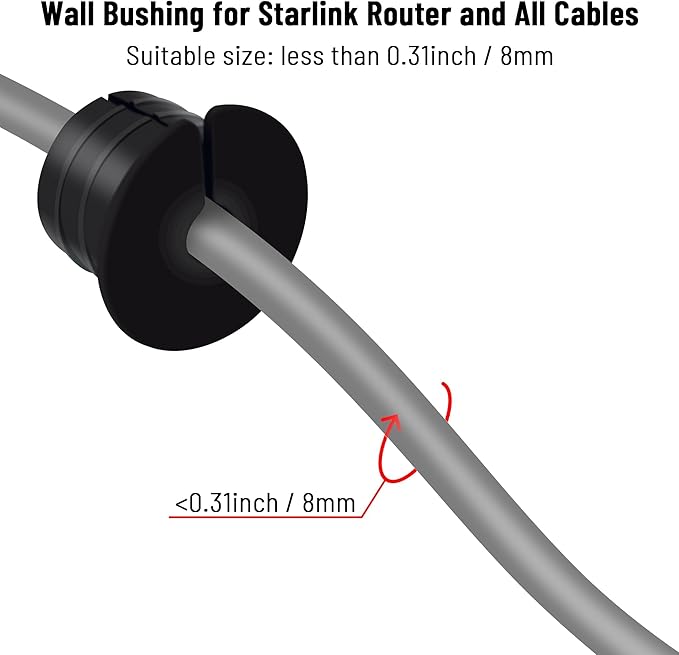 Cable Routing Kit for Starlink for 1 inch Wall Hole, Wall Bushing Grommet, Starlink Accessories, Silicone Cable Wall Pass, Starlink Anti-Slip Wall Grommets for Cables (1 inch) 2 Pcs (Pack of 2)