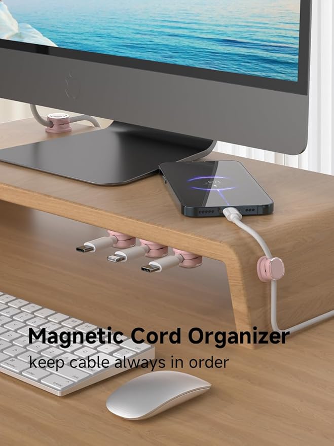 Magnetic Cable Clips, Adjustable Cord Holder Management, Adhesive Wire Keeper Organizer for Home Office Desk Phone PC Car Wall Desktop Nightstand Appliance (9-PCS Purple)