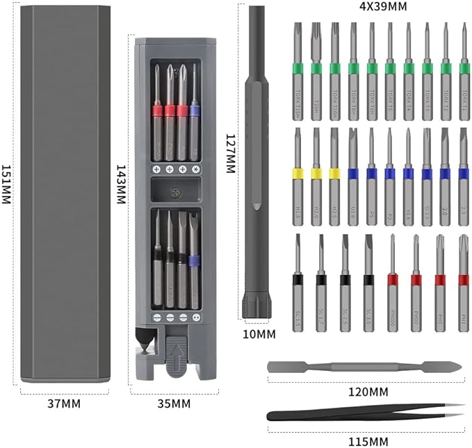 BES 31 in 1 Precision Screwdriver Set,Magnetic Screwdriver Bits,Precision Screwdriver Kit Repair Tools For Iphone, Tablet, Xbox, Ps4, Watch, Eyeglass Repair Tool Kit