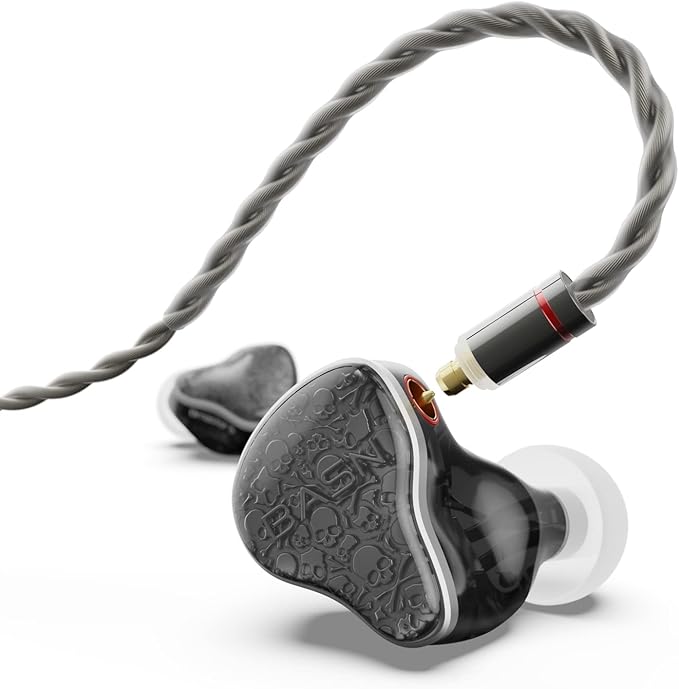 BASN Bmaster5 in Ear Monitors, 1DLC Diaphragm+4BA 5 Drivers Drummers Headphones with Silver-Plated OFC Cable, Noise Isolation IEM Earbuds for Musicians (Midnight Black)