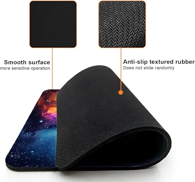 Mouse Pad, Glitter Blue Nebula Galaxy Mouse Pads for Desk, 9.5" x 7.9" Non-Slip Rubber Base Computer Mousepad with Women, Portable Square Design for Wireless Mouse and Pad Laptop Office & Travel