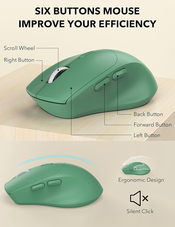 Wireless Keyboard and Mouse Combo - Full-Sized Ergonomic Keyboards with Wrist Rest, Phone Holder, Sleep Mode, Silent 2.4GHz Cordless Combo for Computer, Laptop, PC, Mac, Windows -Trueque
