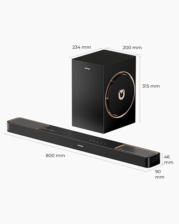 ULTIMEA 3.1.2ch Sound Bar with Dolby Atmos, Surround Sound System for TV with 6.5 inch Subwoofer, Sound Bar for Smart TV, Soundbar with Subwoofer for Home Theater, BT 5.4, HDMI eARC, Skywave F30 Boom