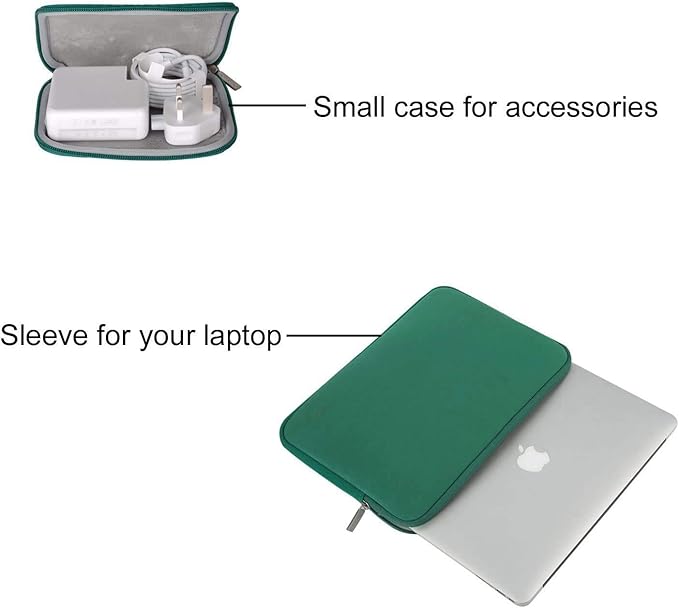 MOSISO Laptop Case 16 inch, 15-15.6 inch Laptop Sleeve Bag Compatible with MacBook Pro 16 inch, HP, Acer, Dell, Lenovo, ASUS Notebook, Neoprene Computer Sleeve Bag with Small Case, Peacock Green