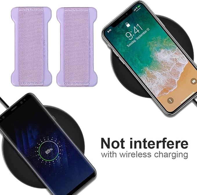 Phone Grip Holder for Hand, Universal Finger Strap Phone Holder, Finger Selfie Grip Compatible with Most Smartphones (Black Purple) -2Pack