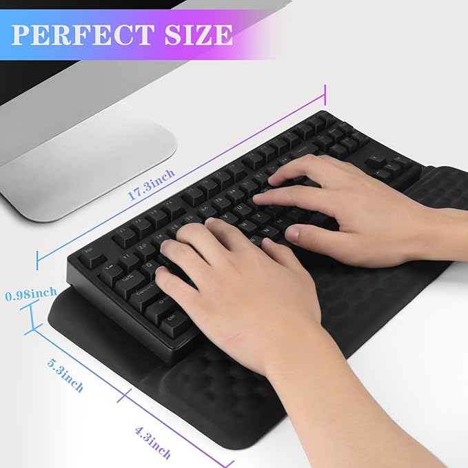 Computer Keyboard Stand with Wrist Rest, Ergonomic Tilted Keyboard Holder - Keyboard Riser with Wrist Pad - Keyboard Tray Support for Office Home - Black