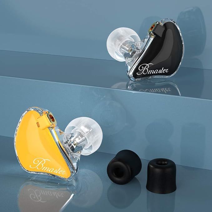 BASN in-Ear Monitors, Bmaster Triple Driver HiFi Stereo Noise-Isolating with Enhanced Bass for Musicians Stage/Audio Recording (PRO Golden/Black)