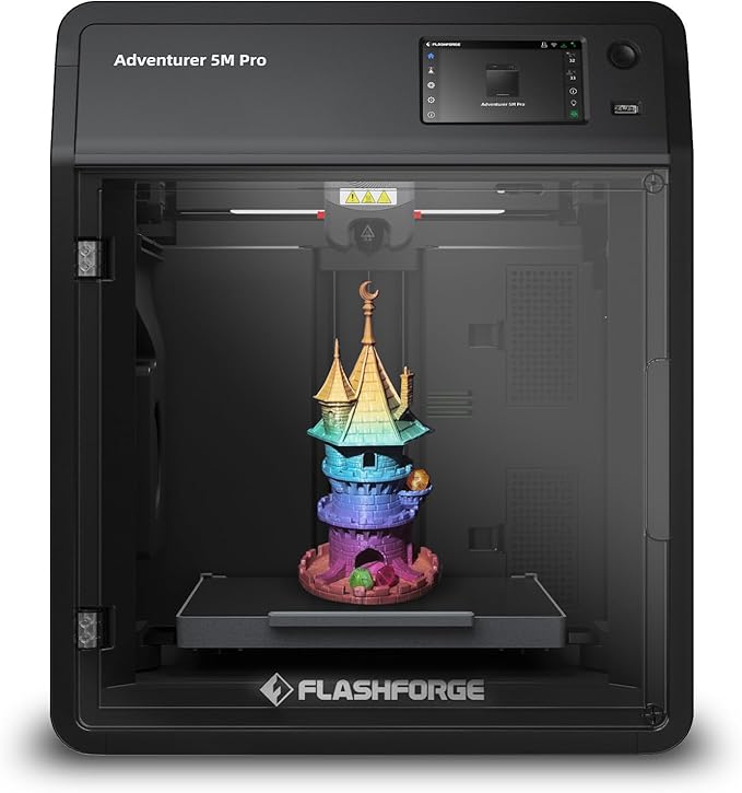 FLASHFORGE Adventurer 5M Pro 3D Printer with 1 Click Auto Printing System, 600mm/s High-Speed, Quick Detachable 280°C Nozzle, Core XY All-Metal Structure, Multi-Functional 220x220x220mm 3D Printer