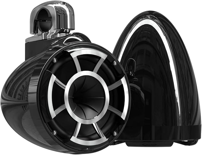 wet sounds Rev 8 Black V2 Revolution Series 8" Black Tower Speakers w/Fixed Clamp
