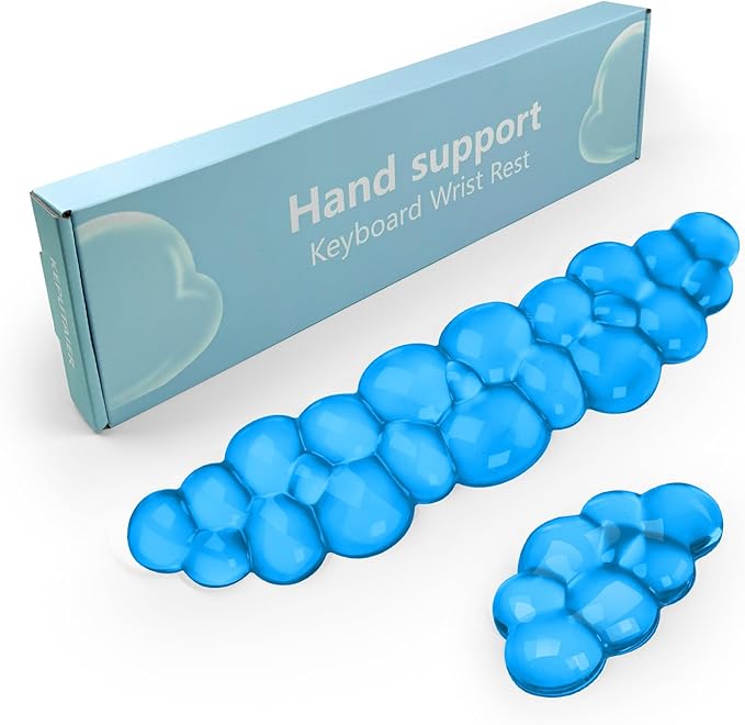 Gel Cloud Keyboard and Mouse Wrist Rest, Cute Wrist Support and Arm Support Keyboard Rest for Keyboard and Mouse Typing Pain Relief，Suitable for Office/Computer/Laptop/Gaming (Blue)