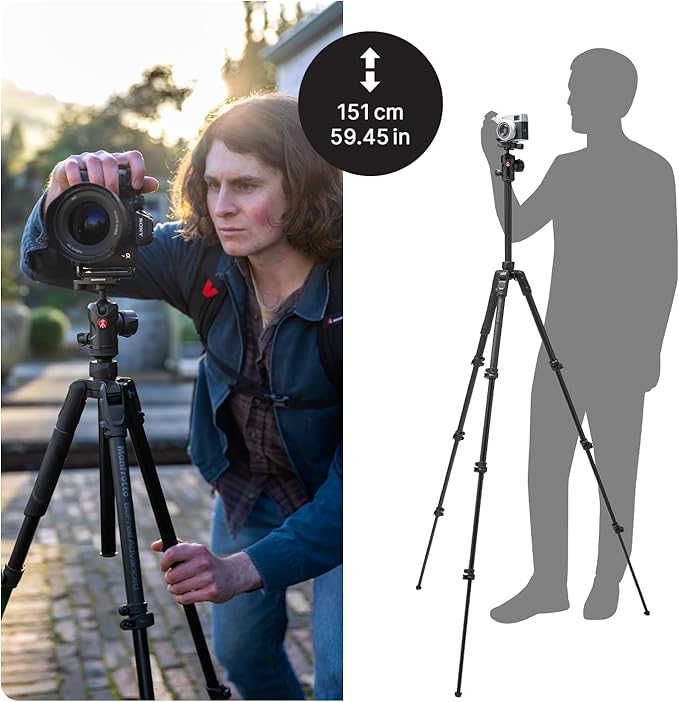 Manfrotto Befree Advanced AS, Camera Tripod, Lever Lock,Compatible with Arca-Swiss, Portable and Compact, Aluminum, Travel Tripod Kit, Ball Head, for DSLR, Mirrorless, Camera Accessories