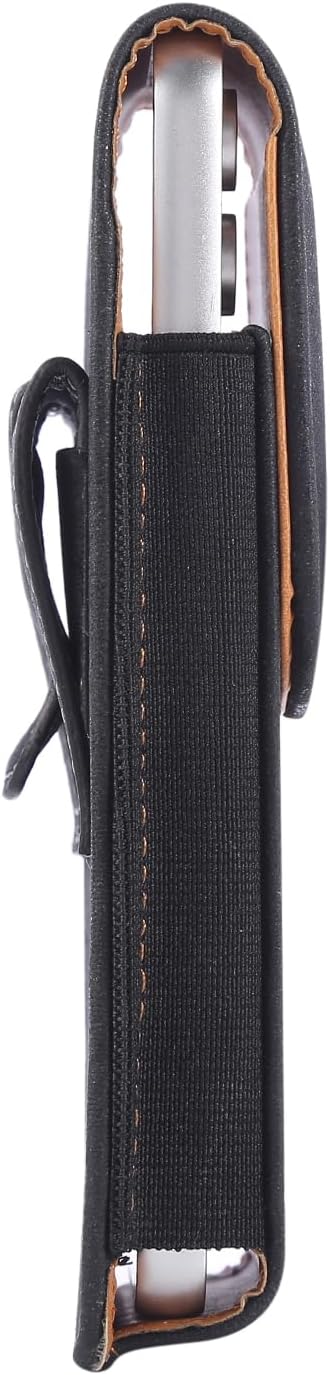 Universal Phone Holster Phone Pouch Case Belt Clip Belt Loops Card Slot Faux Leather for Man iPhone 17/16/15pro max,16/15Plus,Samsung S25 24 S23 S22 Ultra (Black&Yellow, XL(6.6"x3.4"x0.8"))