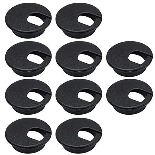 10 Pcs Desk Grommet 2" / 50 mm, Desk Cord Hole Cover, Cable Grommet ABS Plastic, Desk Hole Grommet for Home & Office Pc, Detachable Cable Cord Organizer-Black