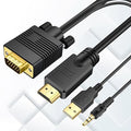 VGA (Sources) to HDMI(Display) Cable 30ft with Audio, VGA to HDMI Adapter Converter Cord Cable Compatible Well Witch Computer/Projector/Laptop to Monitor/TV/Desktop