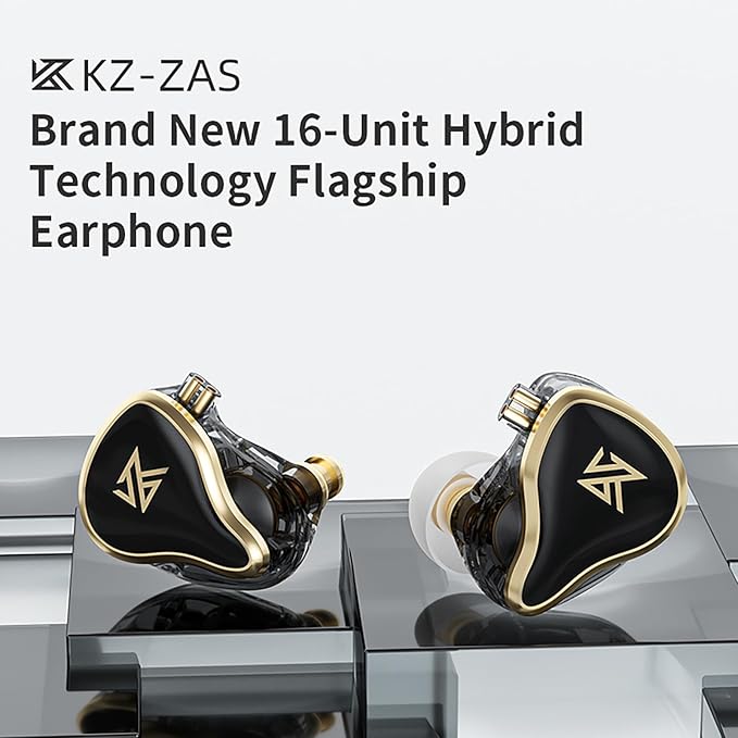 CCA KZ ZAS in Ear Monitor Headphones 16 Units 7BA 1DD Hybrid Drivers HiFi IEM Earphones High Clarity Wired Earbuds for Musicians Singers Audiophile Dj Drummers
