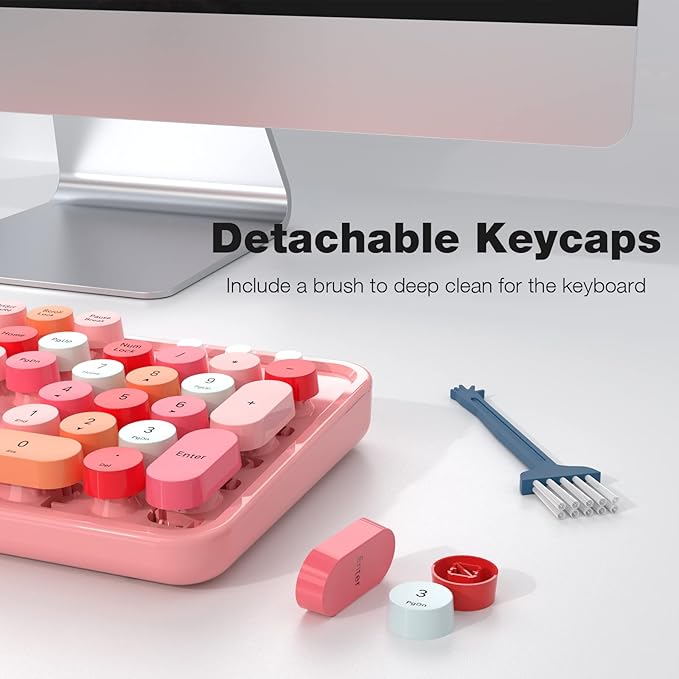KNOWSQT Wireless Keyboard and Mouse Combo, Pink Colorful 2.4G Typewriter Full-Size Cute Keyboards - USB Receiver Plug and Play, for Computer, PC, Laptop, Desktop, Windows