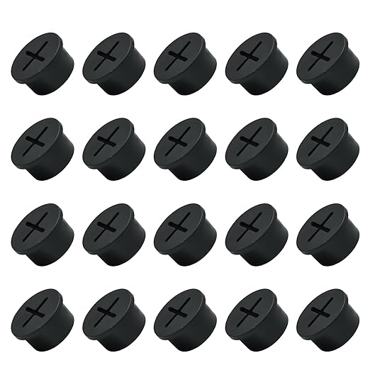20Pcs Desk Grommet, 3/4" (20mm) Black Silicone Cord Hole Cover, Flexible Rubber Wire Grommets, Wall Grommets for Cables Management, Table, Countertop, Cabinets and Furnitures Wire Organizer