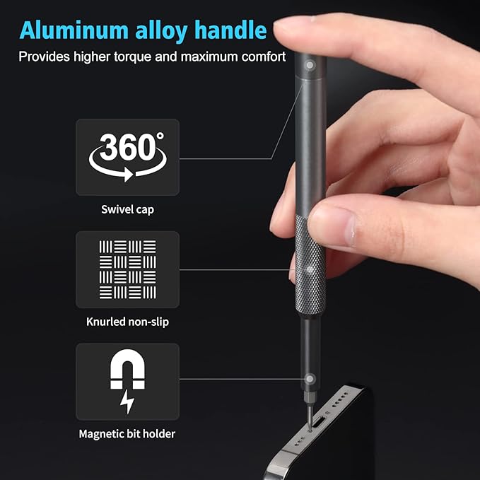 STREBITO Micro Screwdriver Set 50 in 1 Precision Screwdriver Set, S2 Steel Multi Bit Mini Repair Kit for Electronics, Computer, Phone, Laptop, Glass, Watch, Switch, Game Controller