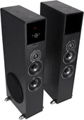 Rockville TM80B Powered Home Theater Tower Speaker System, Black, 800W, 8" Subwoofers, Bluetooth, USB/SD Playback, FM Radio, Remote Control, Karaoke Ready, Perfect for Home Entertainment