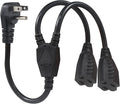 Power Cord Extension Y Splitter - 1 to 2 Way Outlet Adapter NEMA 5-15P 90-Degree Flat Plug to 2 X NEMA 5-15R with SJT 16AWG 3-Prong Cable Wire Extender Space Saver for Kitchen Home Office