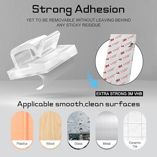 100PCS Cable Clips, Adhesive Wire Clips Strong Cord Clips Wire Holders, Cable Management Clips for Desk, Wall, Car, TV, Ethernet Cable (Clear, Medium)