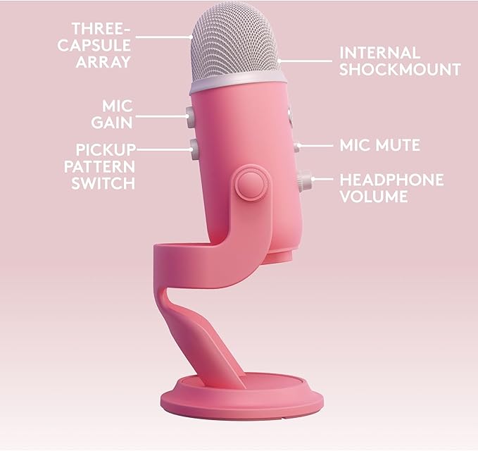 Logitech for Creators Blue Microphones Yeti USB Microphone (Pink Dawn) Aurora Collection