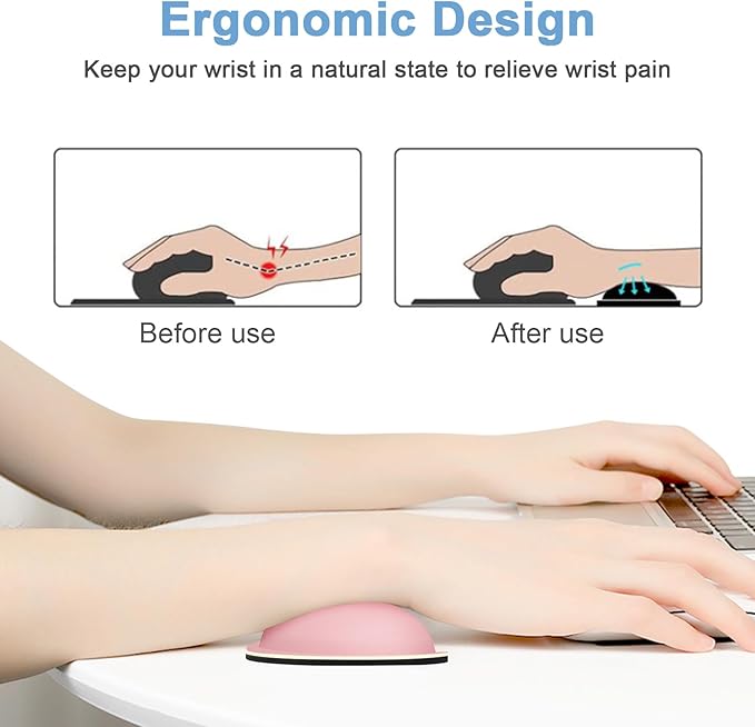 Dapesuom Mouse Wrist Rest, Ergonomic Memory Foam Mouse Wrist for Computer Desk Mats Support, Hand Rest Pad Cushion for Gaming, Office, Laptop, Men, Women, Pain Relief & Easy Typing, Rose Pink