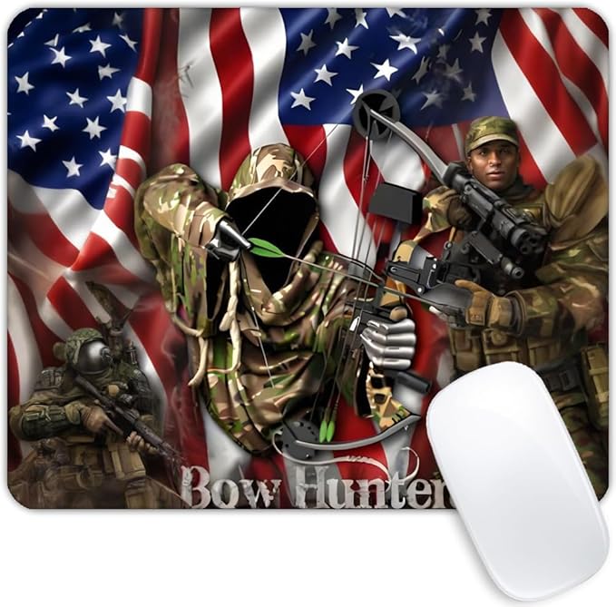Bow Hunter American Flag Camo Mouse pad Customized Mousepad Non-Slip Rubber Base Mouse Pads for Computers Laptop Office Desk Accessories Mouse pad