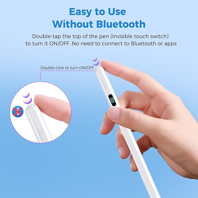 iPad Pencil with Magnetic&5 Extra Tips,USB-C Faster Charge,Stylus Pen Compatible with iPad 6-11th/A16,Air M3/M2/3-5th,Pro M4/11/12.9/13inch,Mini 5th-7th/A17Pro (White)