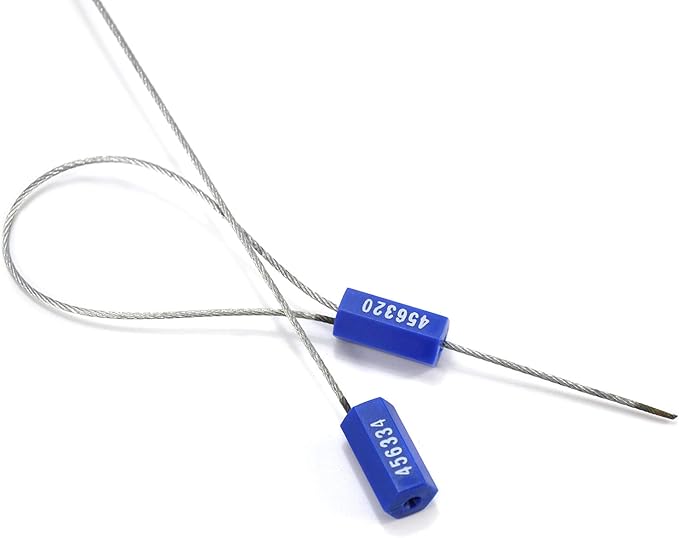 1000 Blue Steel Cable Seals - Metal Tamper Proof Seals Numbered Security Tags - Self-Locking Security Ties for Containers Truck Trailer Tractor Cargo ISO 17712