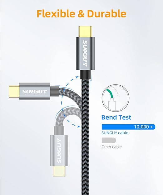 SUNGUY 10Gbps 5FT Micro B to USB C Hard Drive Cable, USB 3.1 USB C to Micro B, High-Speed External Hard Drive USB C Cable for iPhone 16 15 Pro/Pro Max, MacBook Pro/Air, WD Toshiba Westgate Seagate