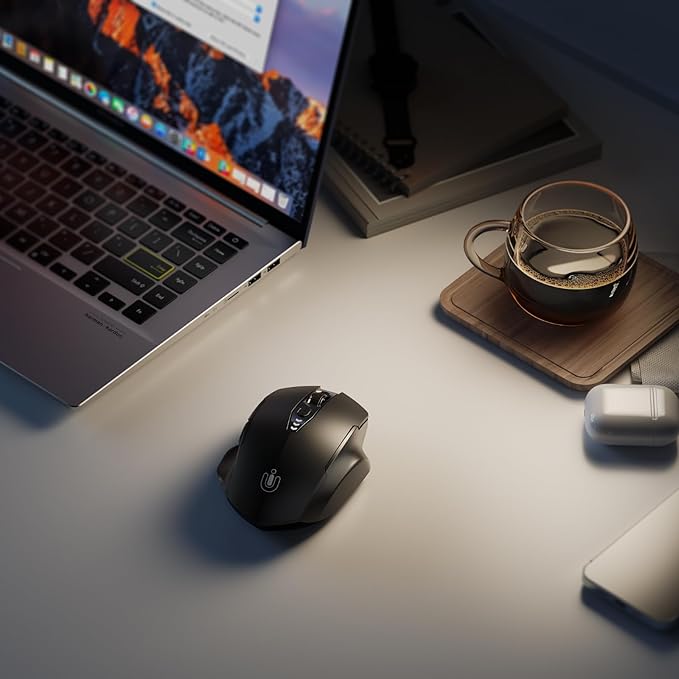 Wireless Mouse,Upgraded 2.4GHz Rechargeable (Battery Level Visible) Ergonomic Computer Mouse,4 Levels DPI, Wireless Mice for Laptop Computer(Matte Black)