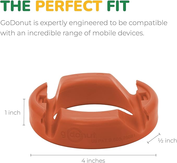 GoDonut – Phone Stand Original – Cell Phone Holder + Tablet Stand Desk Organizer – Compatible with Tablet, iPhone 16 15 14 Pro Max, Android & Most Smartphones - Orange