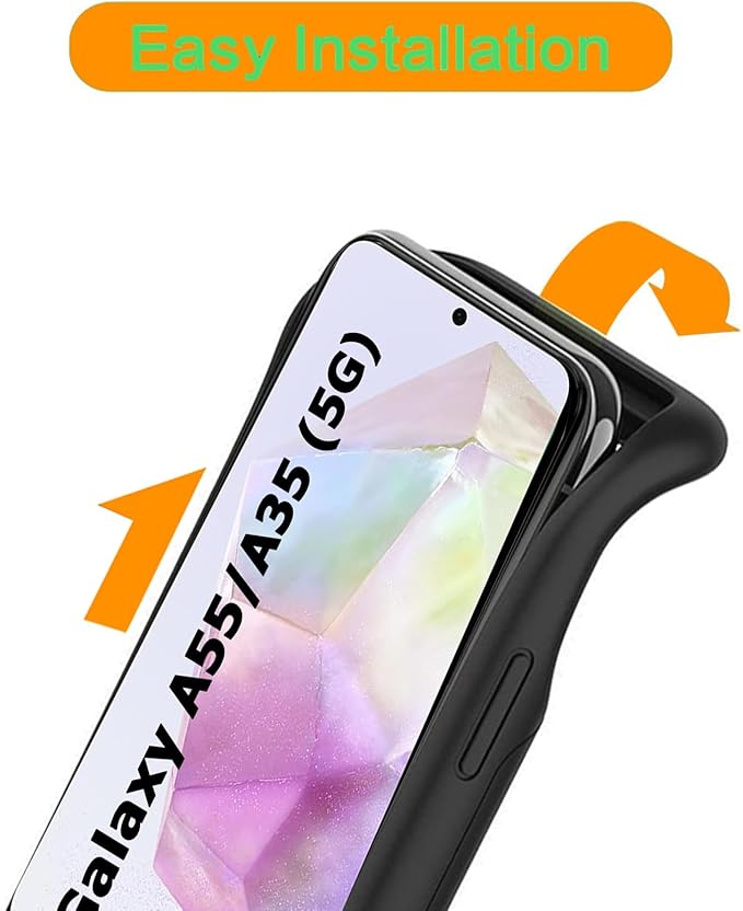 Battery Case for Galaxy A55/A35,Enhanced 12000mAh Portable Protective Smart Wireless Charging Case Support Carplay Compatible with Galaxy A55/A35 Rechargeable Extended Battery Charger Case (Black)