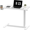 FLEXISPOT Adjustable C Table with Wheels, Mobile Snack Side End Table Sofa Couch Bedside Table Laptop Rolling Cart TV Tray Night Stand Small Space Side Table,(31.5" W x 17.7" D,White)