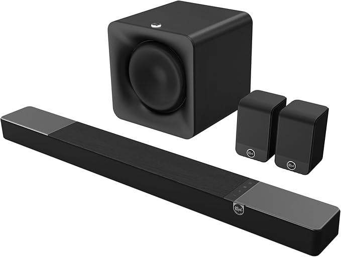 Klipsch Flexus Sound System: CORE 200 3.1.2 Sound Bar, 10" SUB 100 Subwoofer and SURR 100 Surround Sound Speakers, Powered by Onkyo with Bluetooth, Dolby Atmos and Custom Tuned Bass - Black