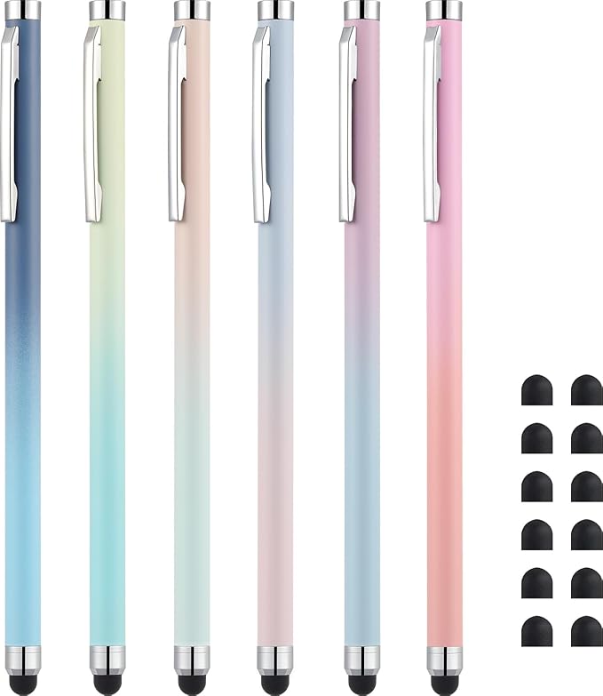 LINFANC Stylus Pens for Touch Screens,Linfanc 6 Pack Stylus Pens for iPad High Sensitivity and Precision Capacitive Stylus Pens for iPhone All Touch Screens Devices,Extra 12 Replacement Tips (LF1026)