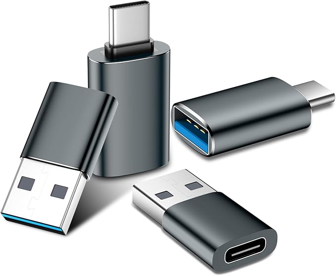 𝟒𝐏𝐚𝐜𝐤 𝐔𝐩𝐠𝐫𝐚𝐝𝐞𝐝 USB to USB C Adapter,USB C Male to USB 3.0 Female OTG Converter for iPhone 16 15 14 13 Plus Pro Max,Apple Watch,Airpods,S24 Ultra, Gender Changers OTG Adapters - Gray