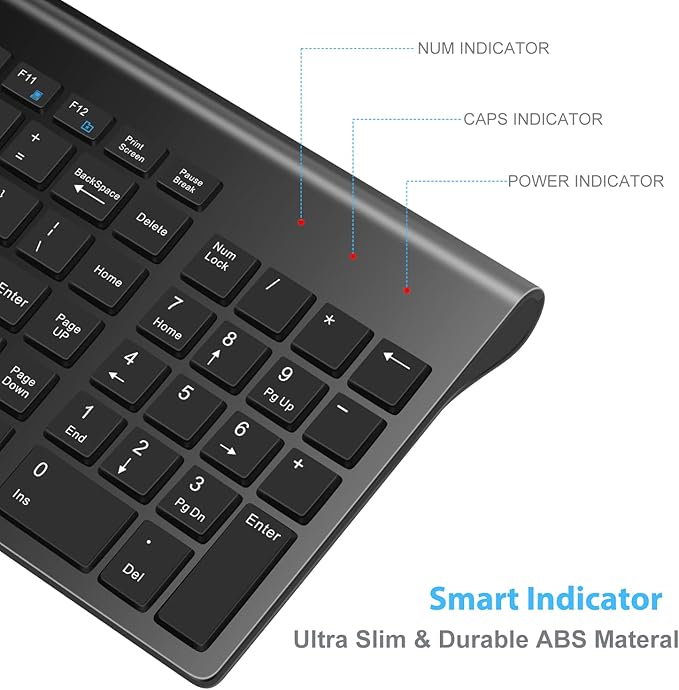 LeadsaiL Wireless Keyboard and Mouse Combo, Wireless USB Mouse and Computer Keyboard Set, Compact and Silent for Windows Laptop, Desktop, PC