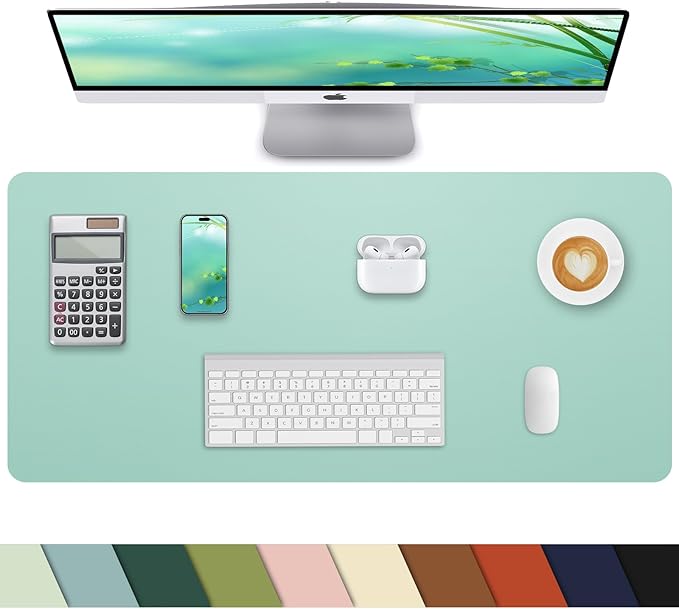 Non-Slip Desk mat,PULeather Desk Pad Protector, Office Desk Mat, Large Mouse Pad,Desk Blotter, Laptop Desk Pad, Waterproof Desk Writing Pad for Office and Home (Turquiose, 35.4" x 17")