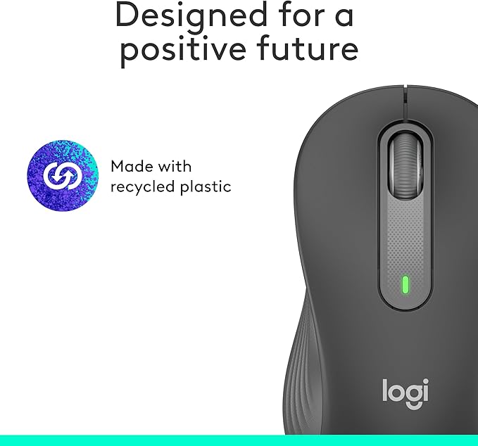 Logitech Left Handed Wireless Mouse Signature M650 L Full Size - 2 Year Battery, Silent Clicks, Customizable Buttons, Bluetooth, PC/Mac/Chromebook - Graphite, Large