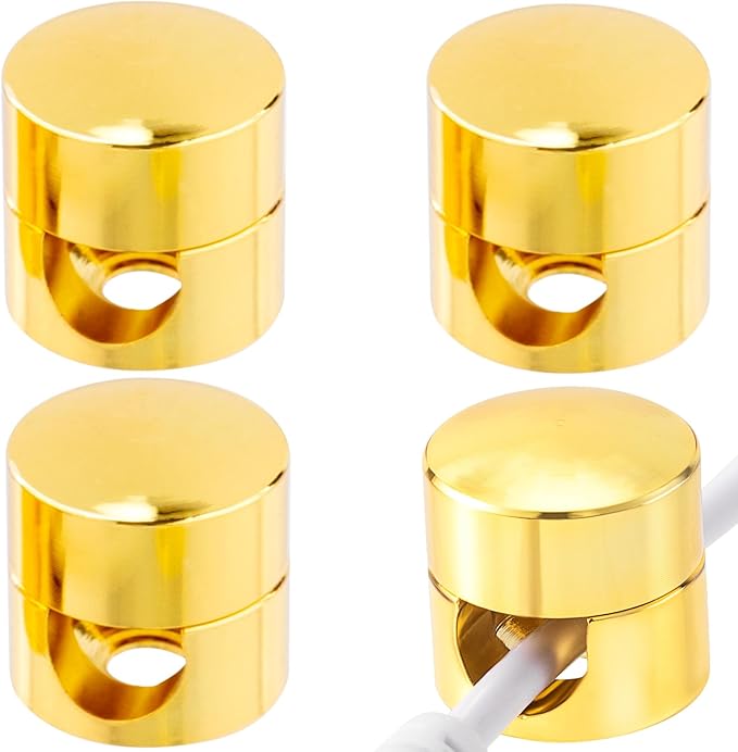 4 Sets Charger Holders for Cords, Gold Color Adjustable Cable Anchor Holders, Adhesive Metal Cord Clips, Cable Management Wire Organizers for Desk, Office, Nightstand