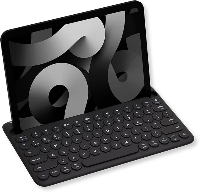 Macally Bluetooth Keyboard for Tablet | Wireless Keyboard for iPad mini/Air/Mini, iPhone (Multi-Device, Built-in Stand, Rechargeable) Easy to Use and Cute Portable